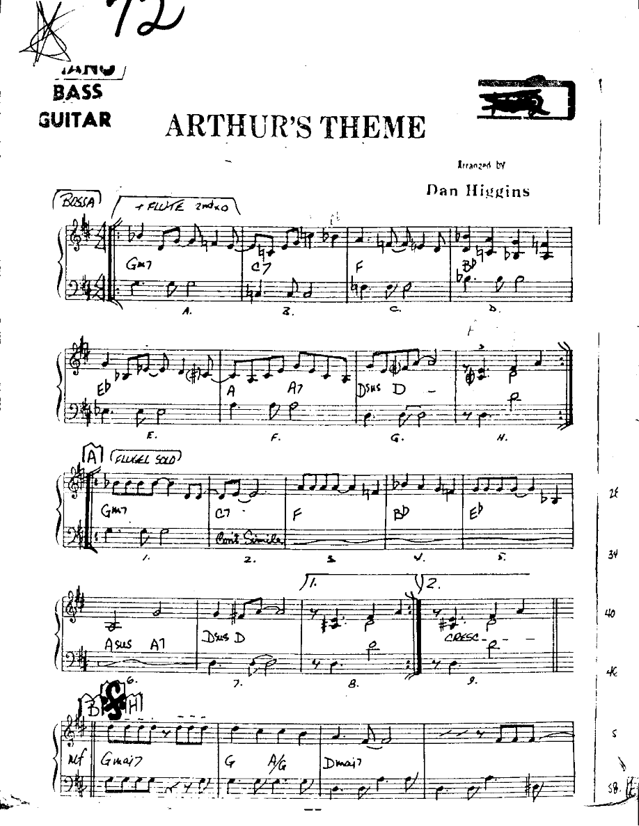Arthur's Theme-Piano — sheet music cover (first page)