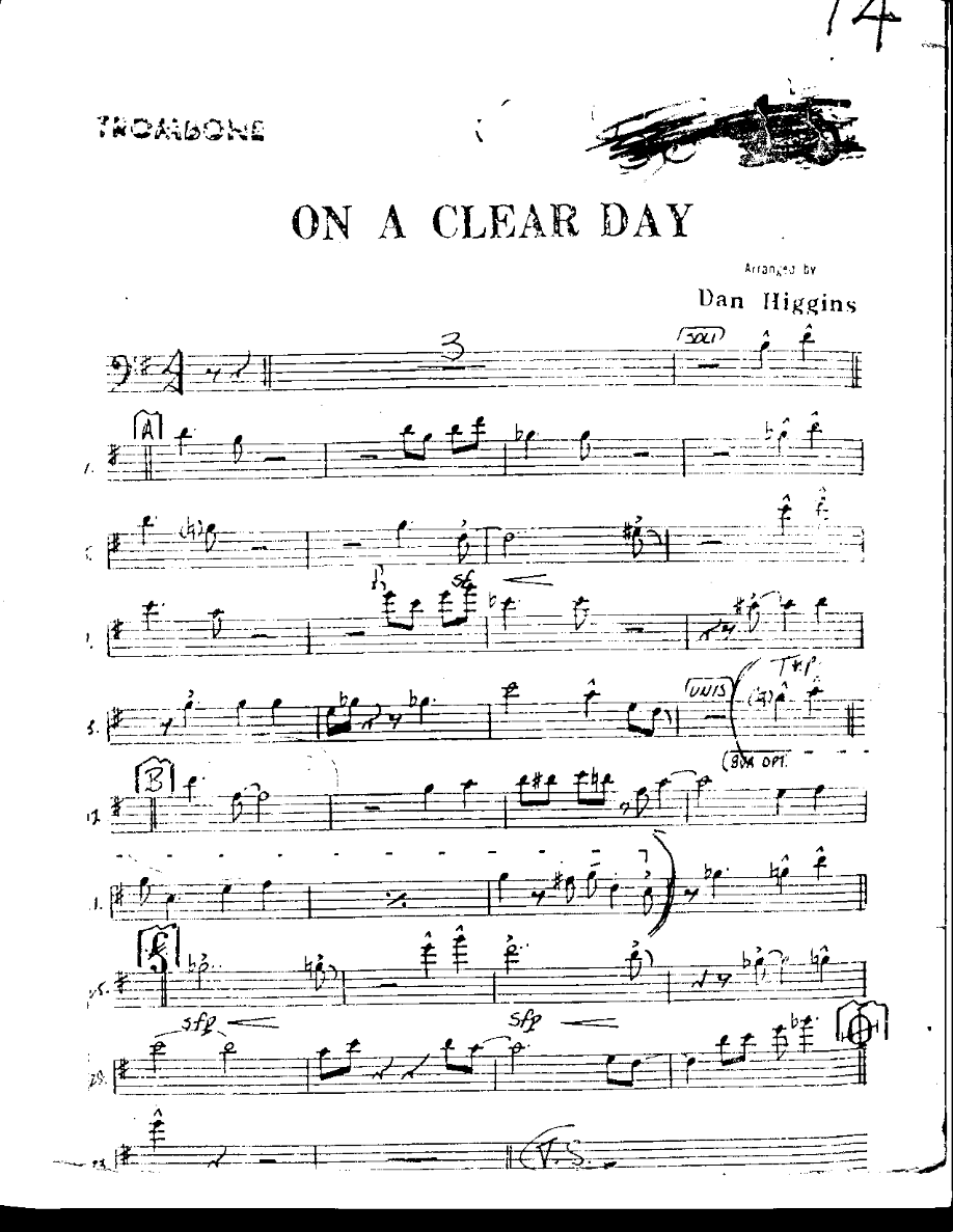 On a Clear Day-Trombone — sheet music cover (first page)