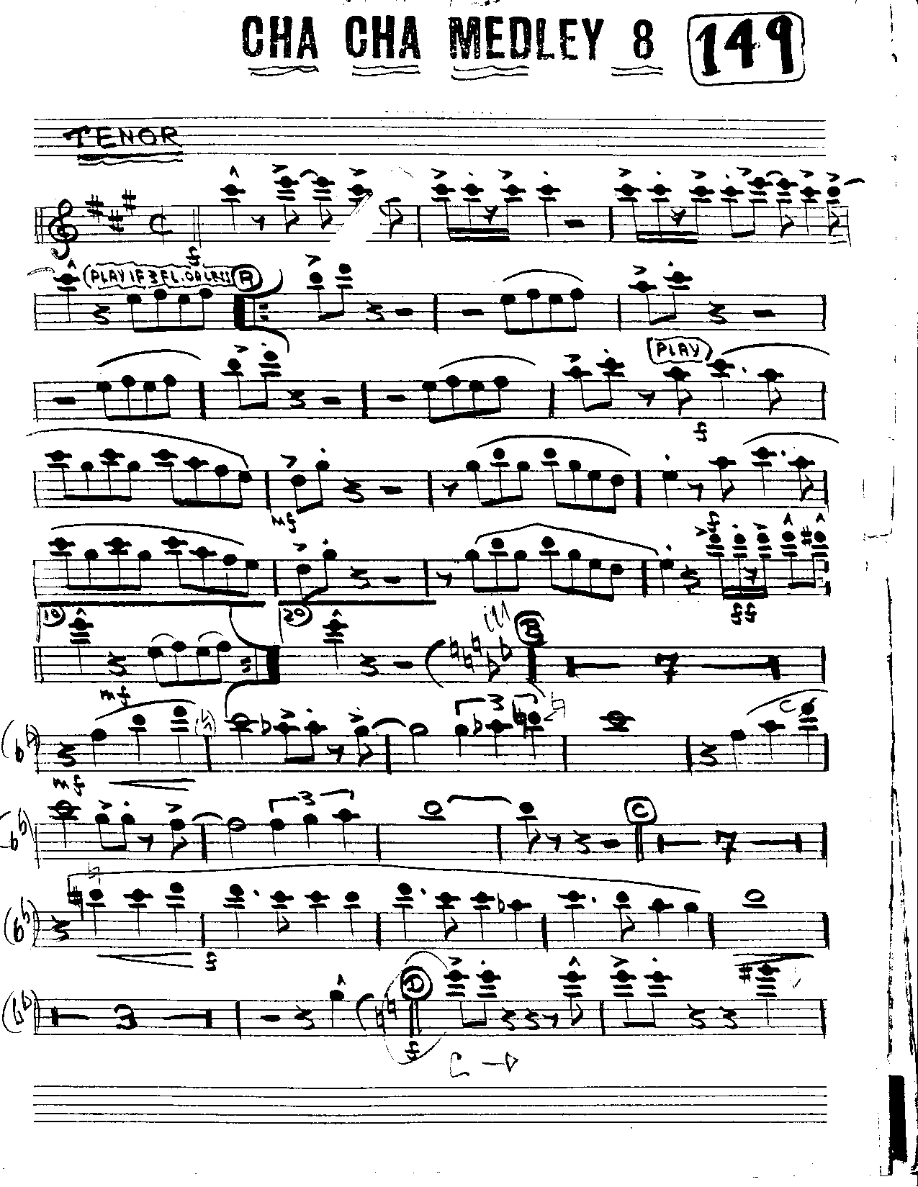 Cha Cha Medley #8-Tenor — sheet music cover (first page)