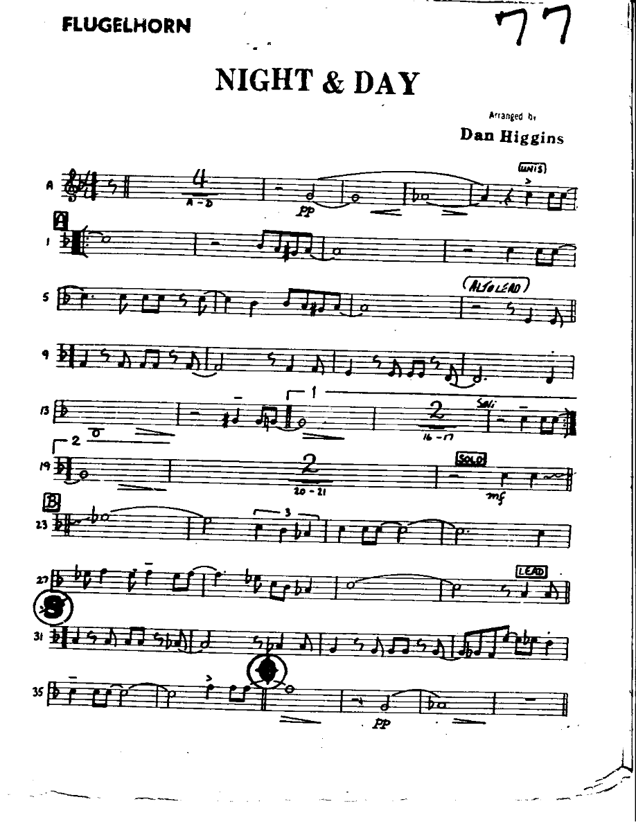 Night & Day-Trumpet — Small Ensemble sheet music arranged by Mr. X | Jazz Standard
