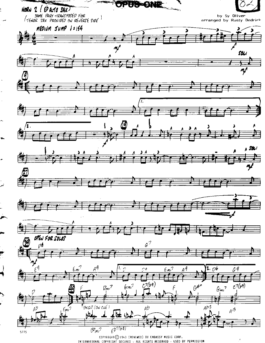 Opus 1-Alto — sheet music cover (first page)