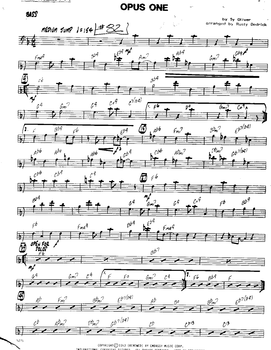 Opus 1-Bass — sheet music cover (first page)