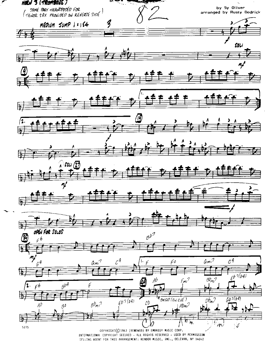 Opus 1-Trombone — sheet music cover (first page)