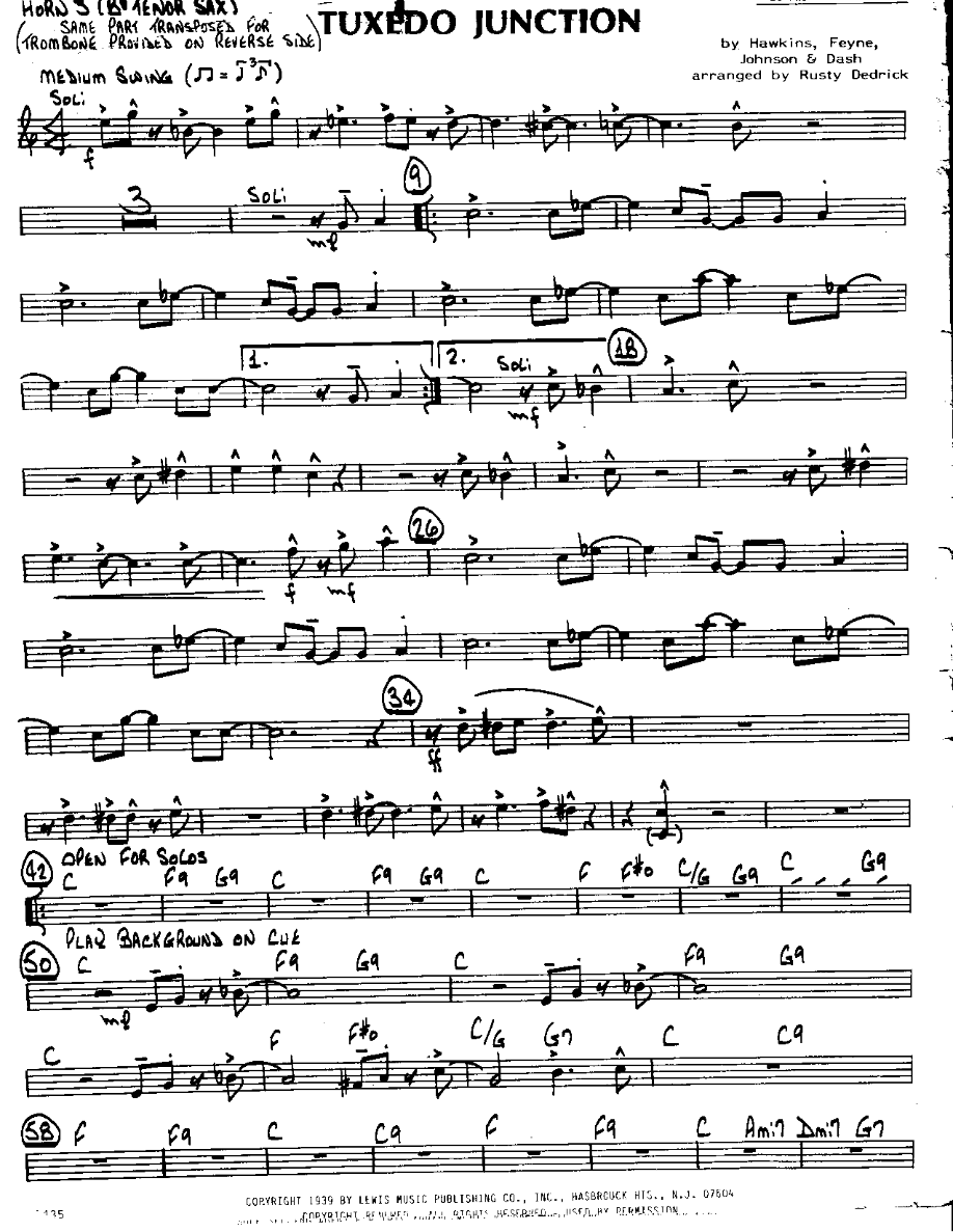 Tuxedo Junction-Tenor — sheet music cover (first page)