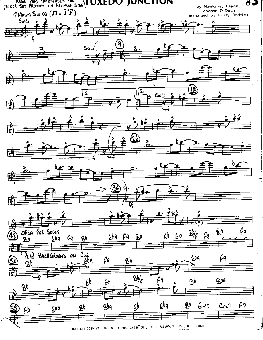 Tuxedo Junction-Trombone — sheet music cover (first page)