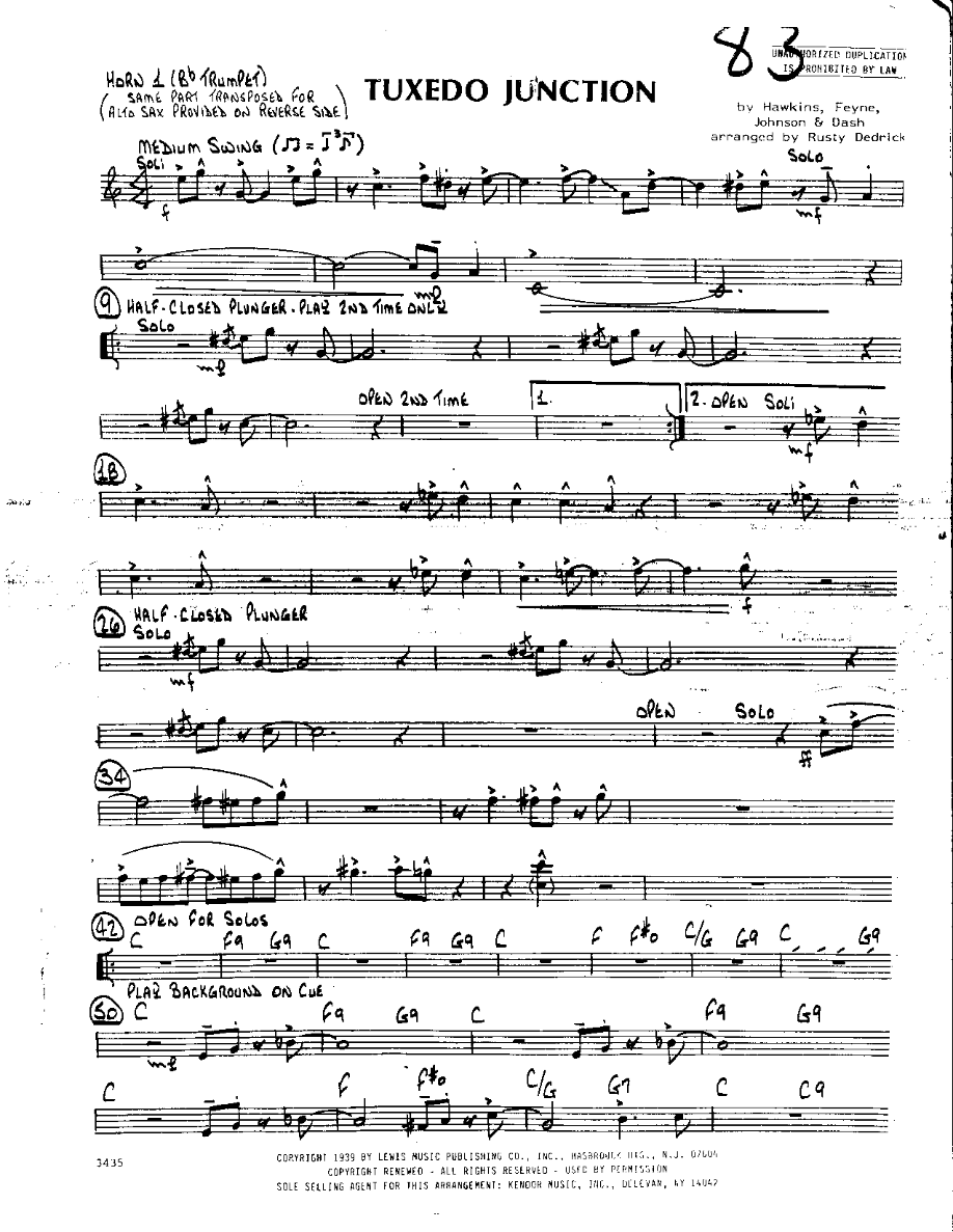 Tuxedo Junction-Trumpet — sheet music cover (first page)