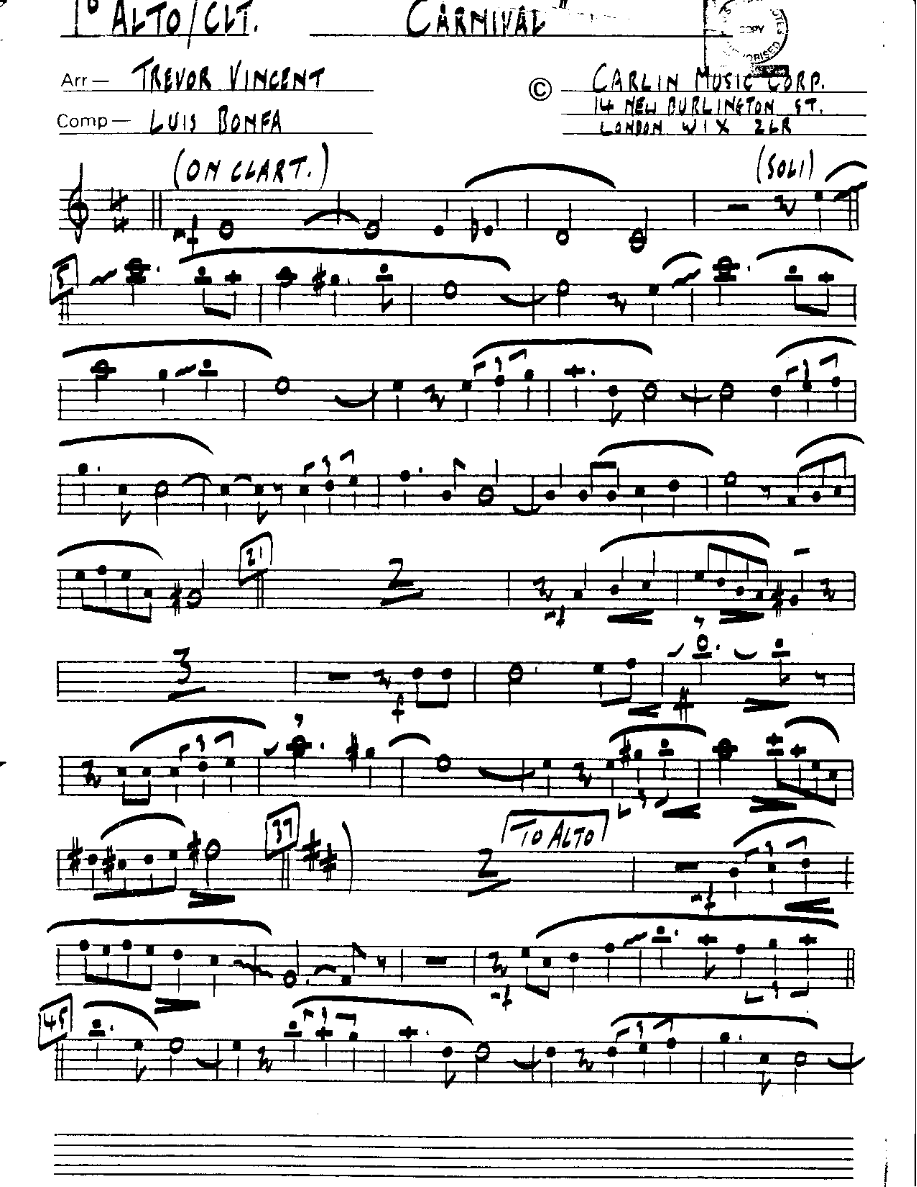 Carnival-Alto — sheet music cover (first page)