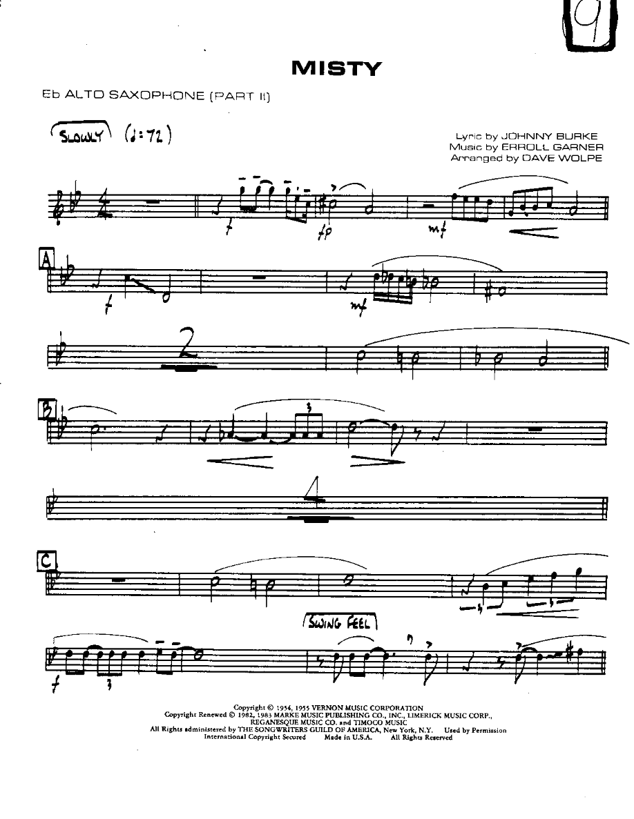 Misty-Alto — sheet music preview