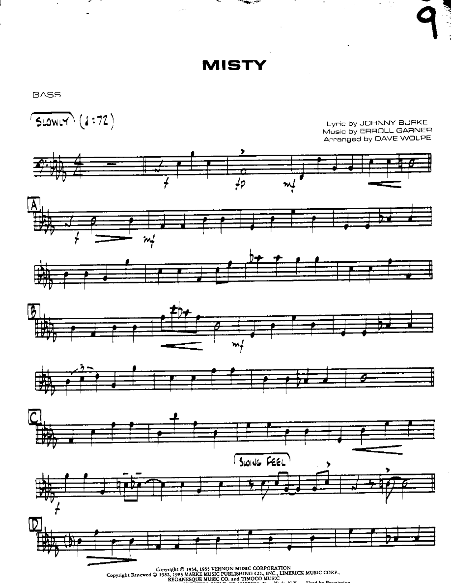 Misty-Bass — sheet music cover (first page)