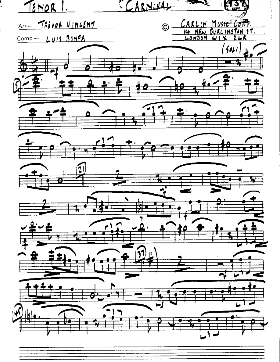 Carnival-Tenor — sheet music cover (first page)