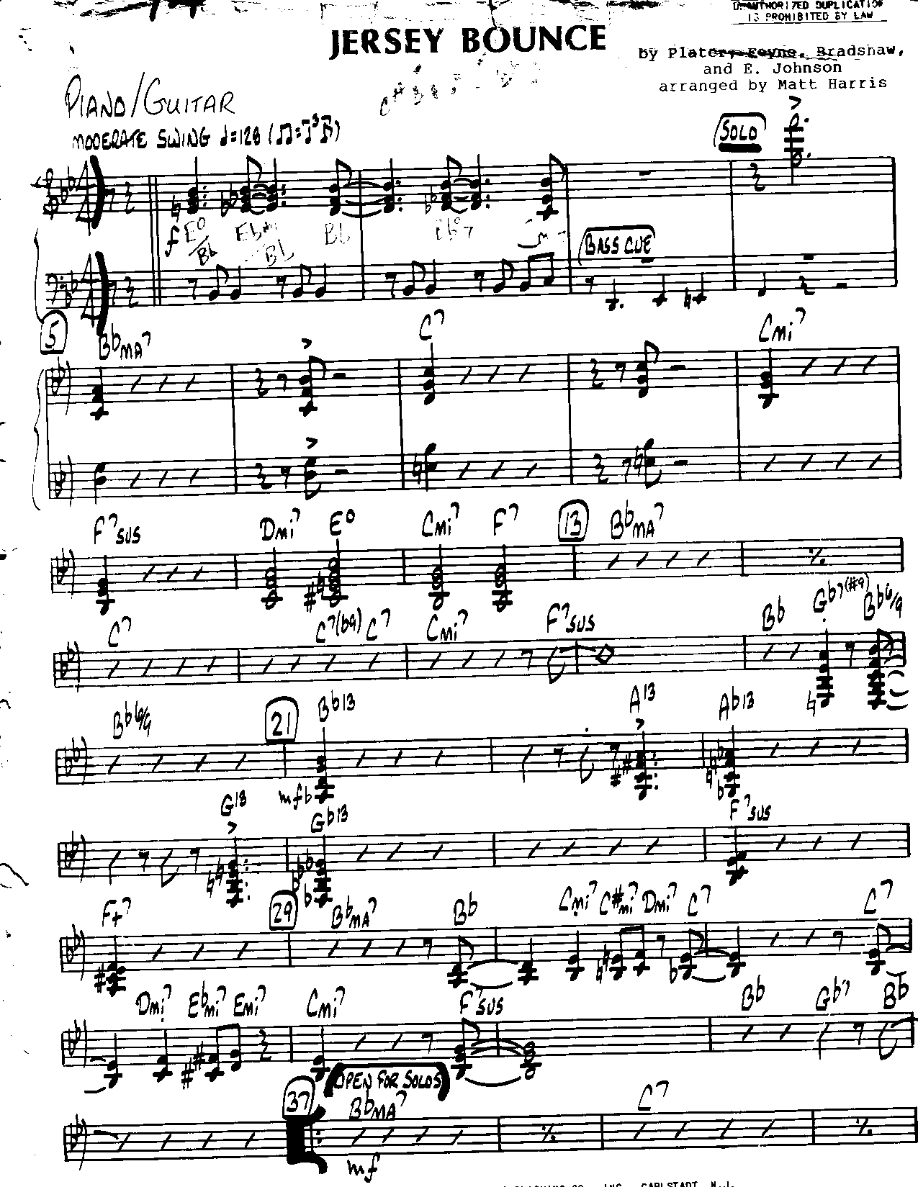 The Jersey Bounce-Piano — sheet music cover (first page)