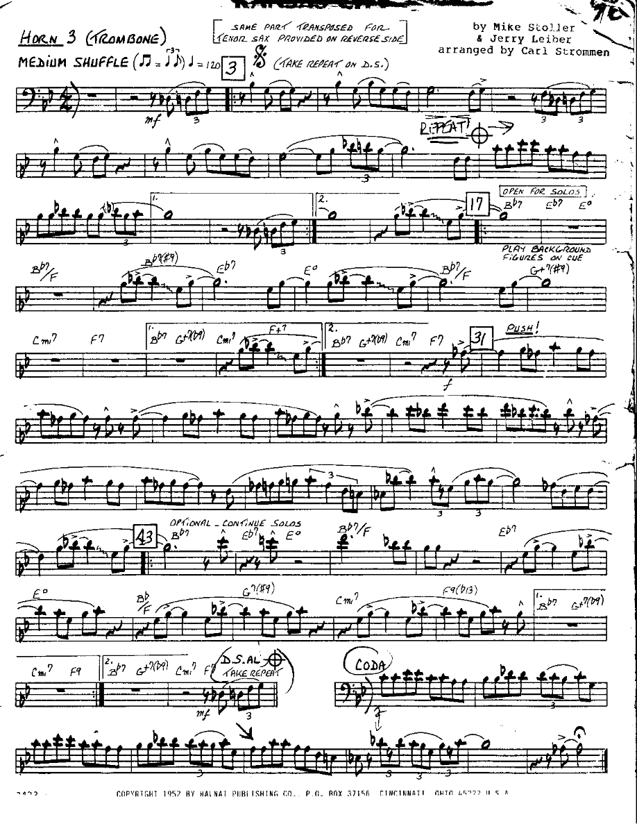 Kansas City-Trombone — Small Ensemble sheet music arranged by Carl Strommen | Blues