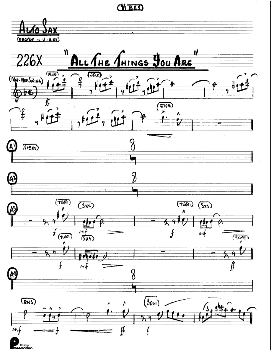 All The Things You Are (Kenton Dectet #226X) 3214 Vibes — sheet music preview