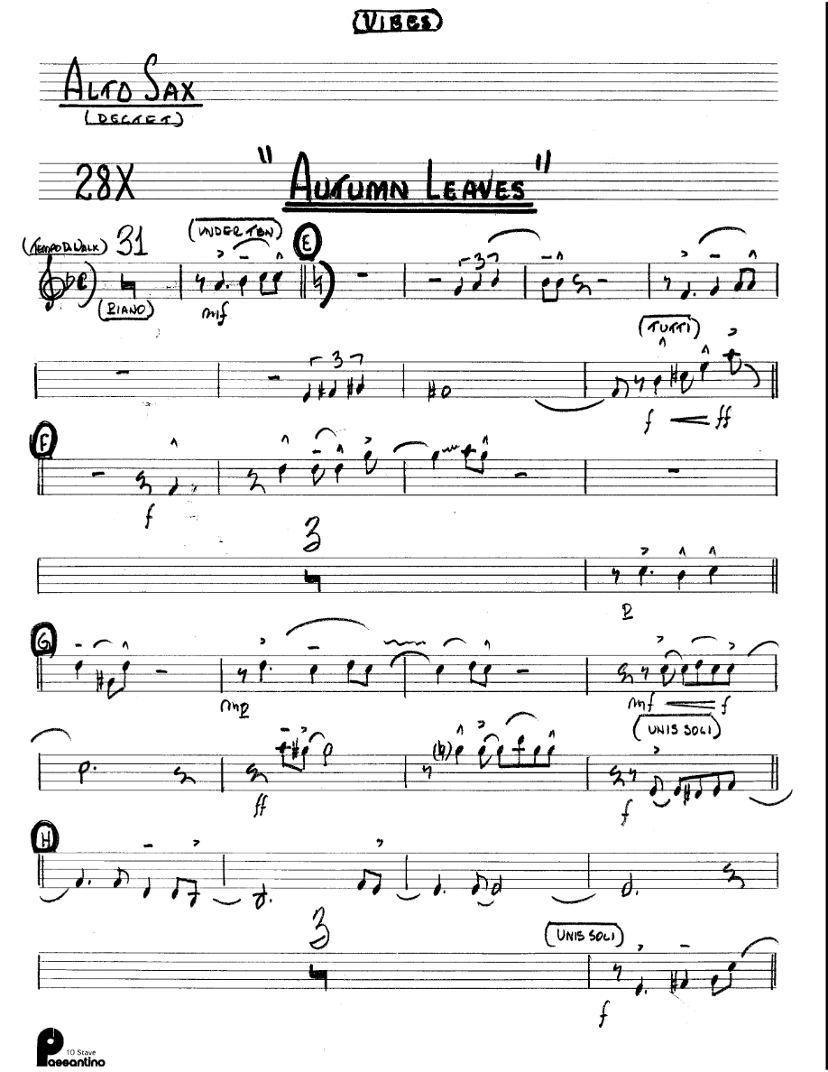 Autumn Leaves (Kenton Dectet #28X) 3214 — sheet music cover (first page)