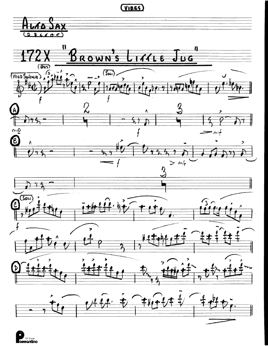 Brown's Little Jug (Kenton Dectet #172X) 3214 Vibes — sheet music preview