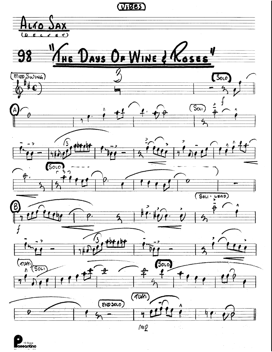 Days Of Wine & Roses (Kenton Dectet #098) 3214 — sheet music preview
