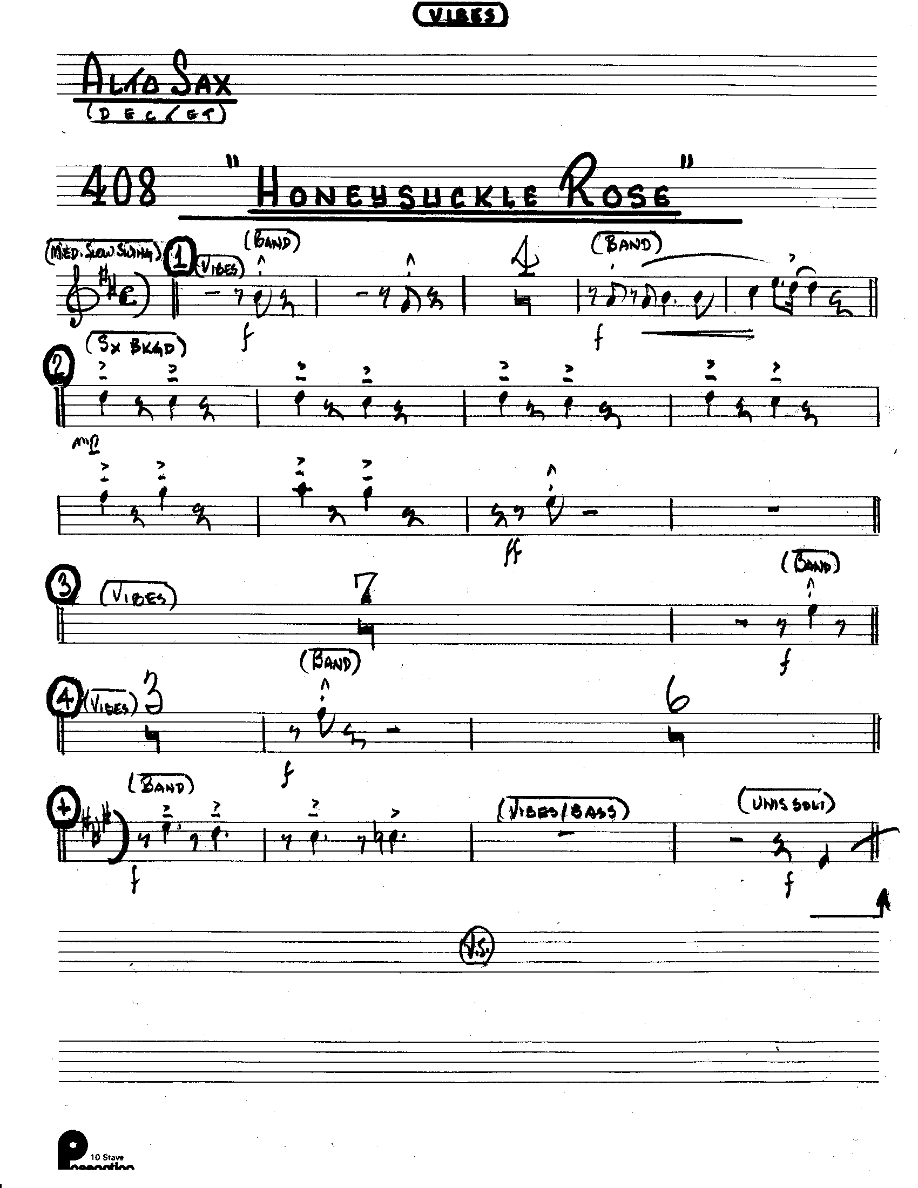Honeysuckle Rose (Kenton Dectet #408) 3214 Vibes Opt — sheet music preview