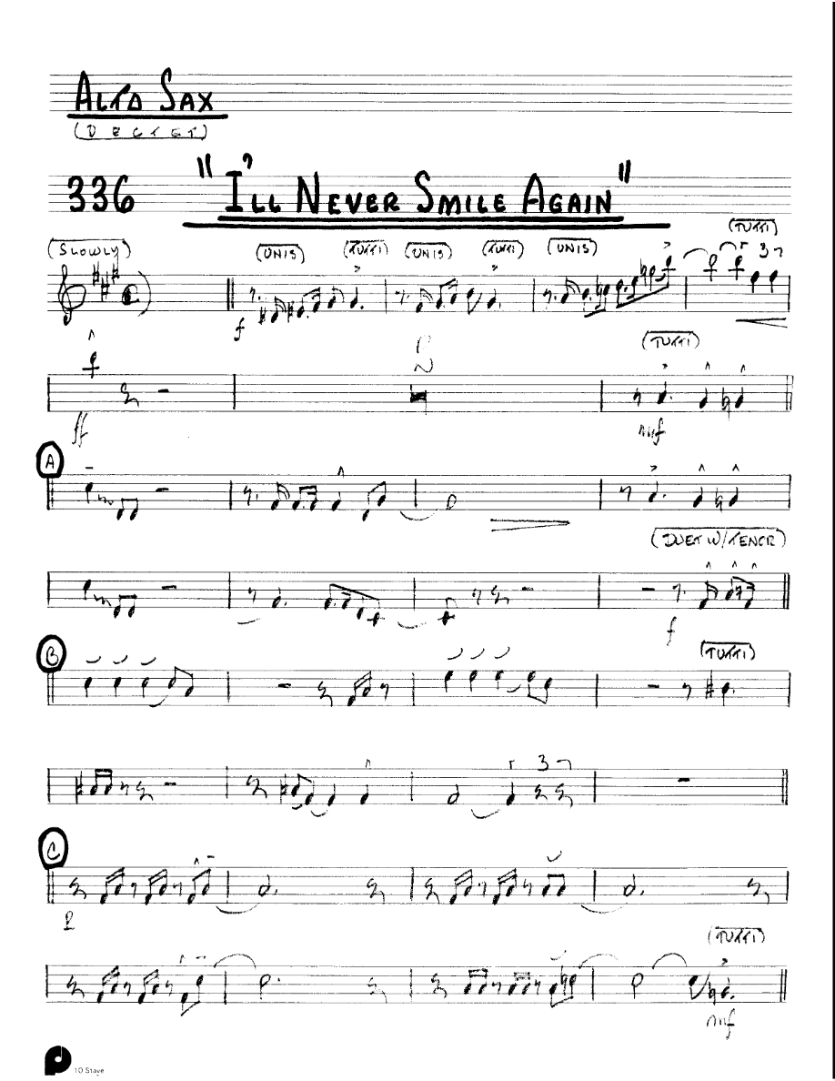 I'll Never Smile Again (Kenton Dectet #336) 3213 — sheet music preview