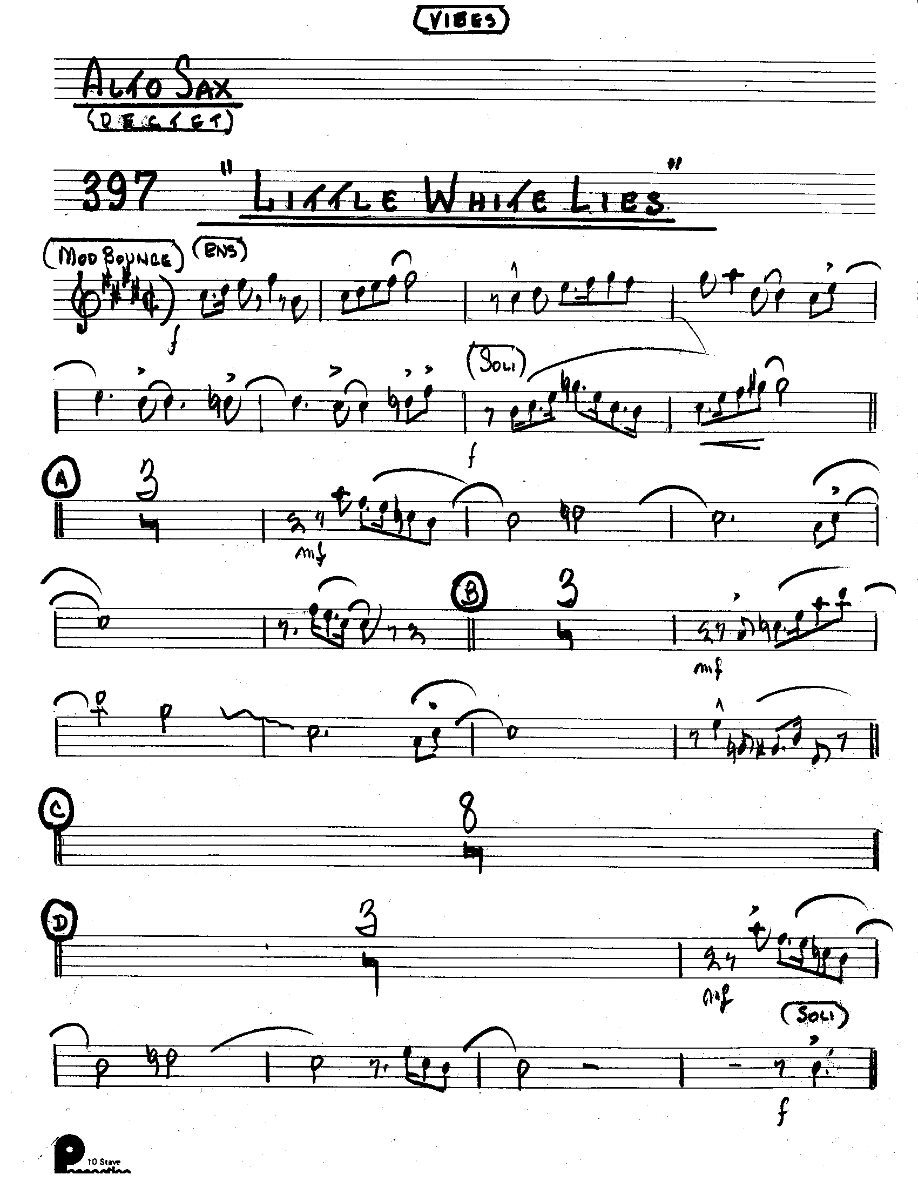 Little White Lies (Kenton Dectet #397) 3214 Vibes Opt — sheet music preview