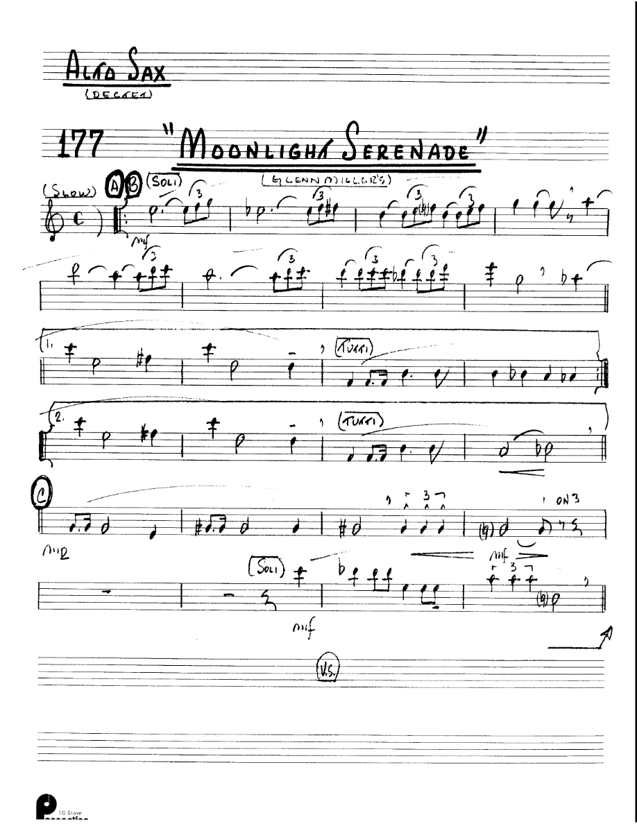 Moonlight Serenade (Kenton Dectet #177) 3213 — Small Ensemble sheet music arranged by Kenton Dectet #177 | Swing