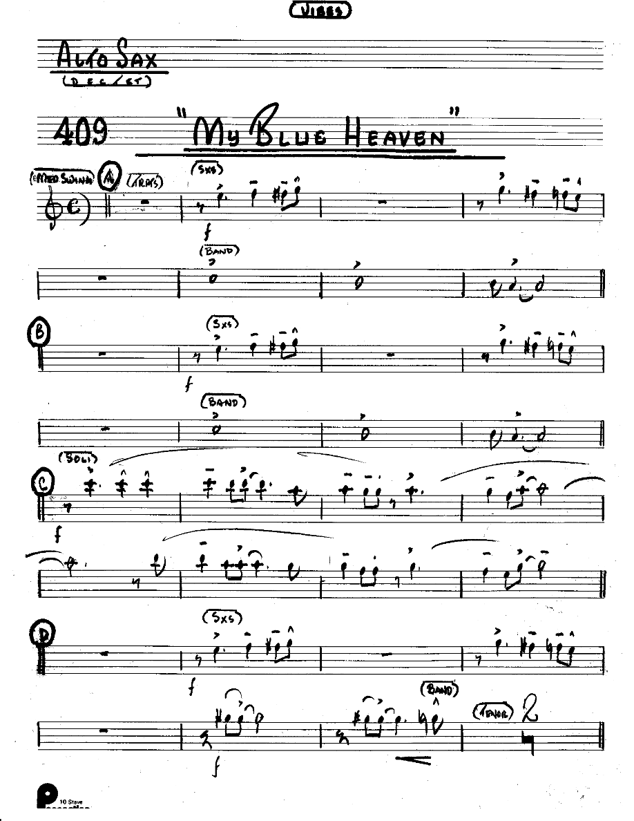 My Blue Heaven (Kenton Dectet #409) 3214 Vibes Opt — sheet music preview
