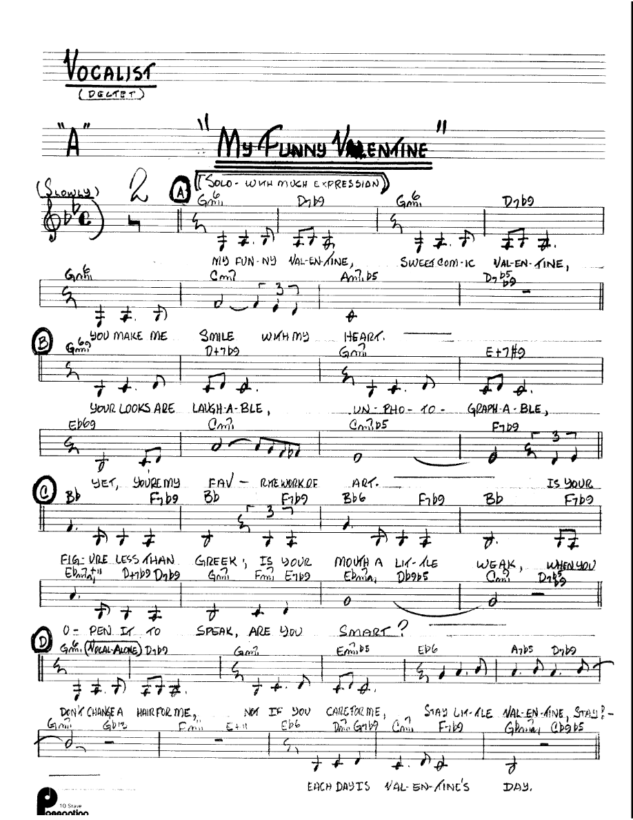 My Funny Valentine (Kenton Dectet #A) 3213 — sheet music preview