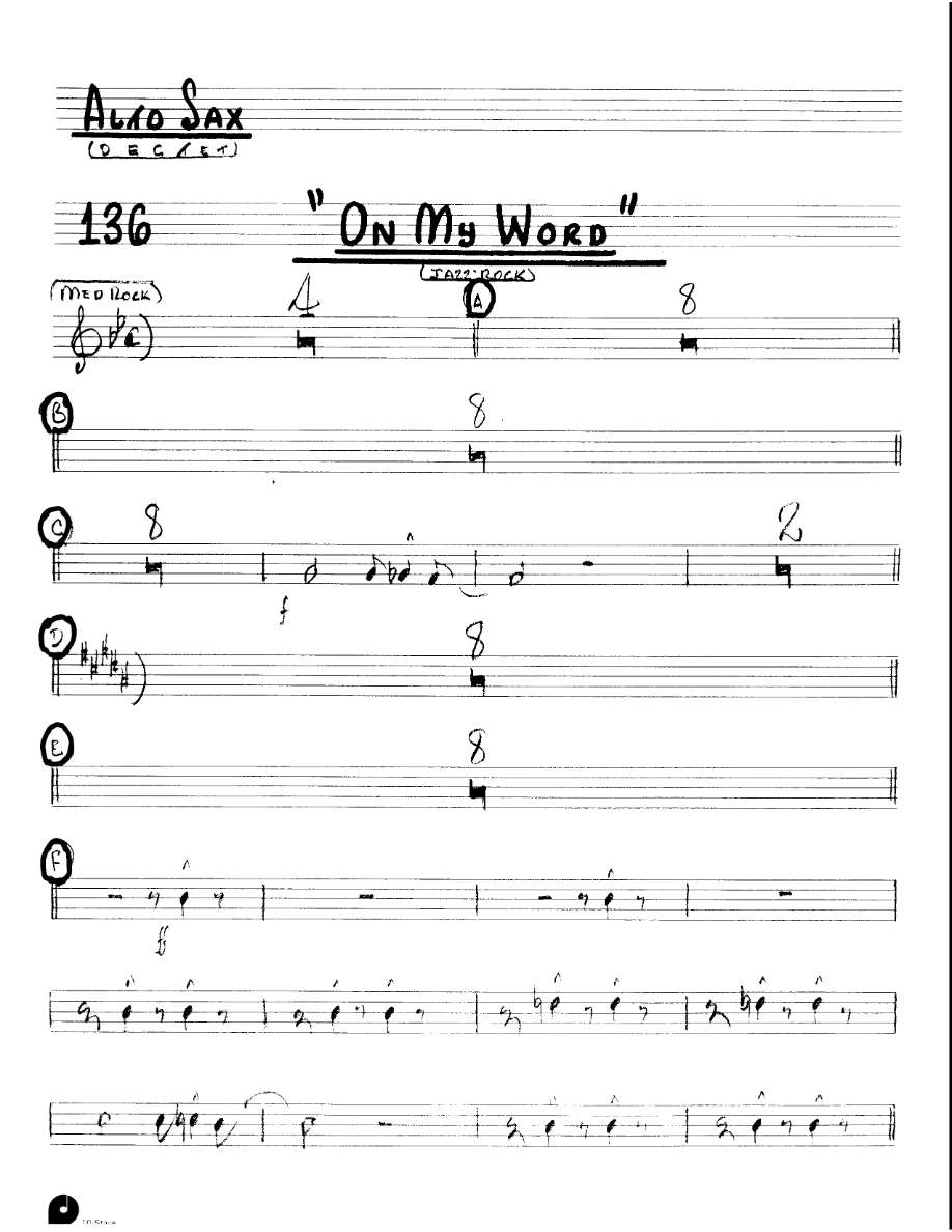 On My Word (Kenton Dectet #136) 3213 — Small Ensemble sheet music by Kenton Dectet #136 | Jazz Standard