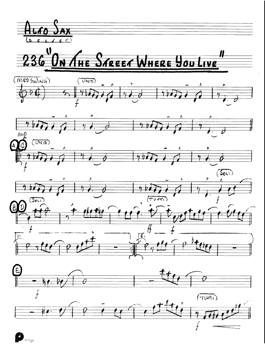 On The Street Where You Live 3214 (Dectet)(H8) — sheet music preview