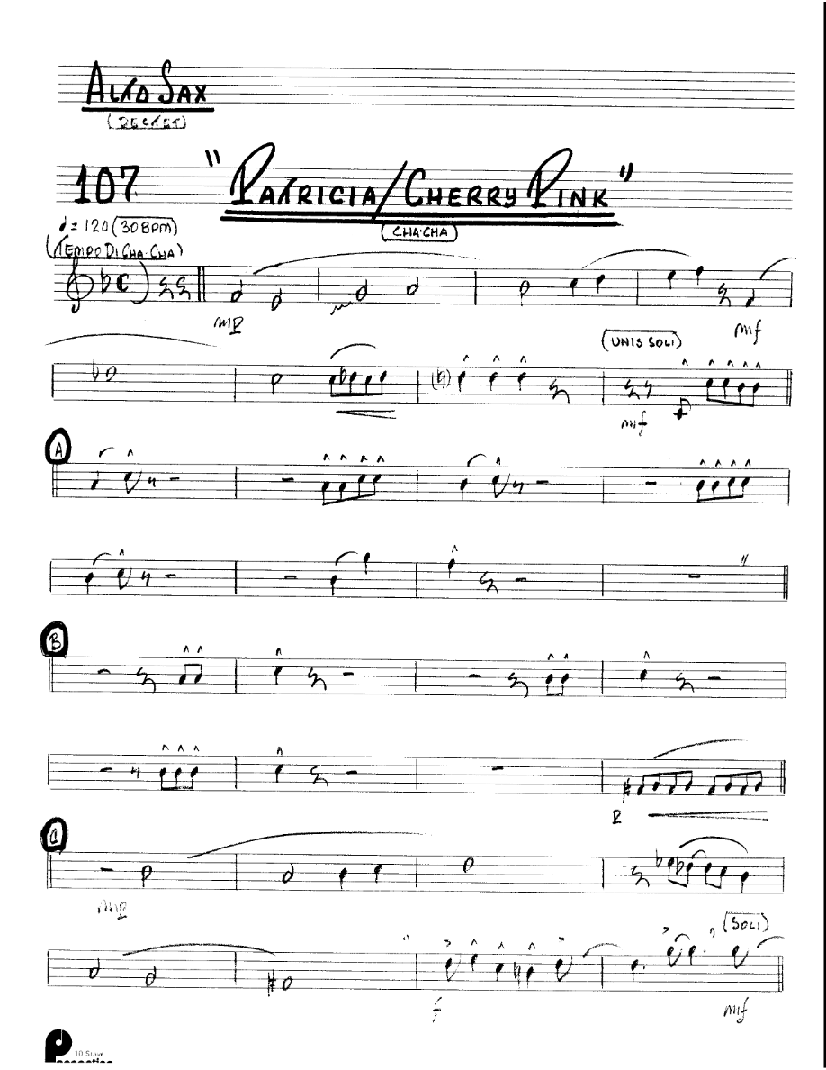Patricia & Cherry Pink (Kenton Dectet #107) 3213 — sheet music cover (first page)