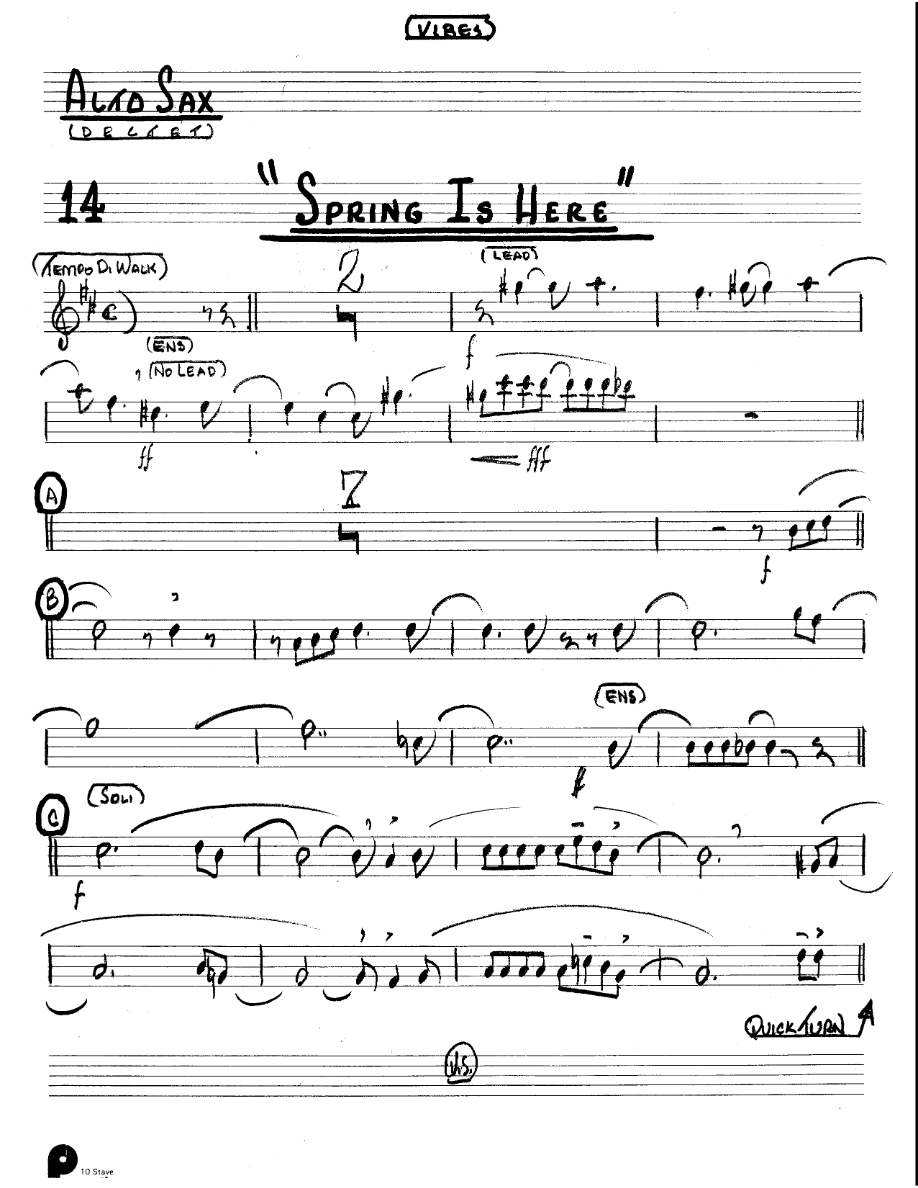 Spring Is Here (Kenton Dectet #14) 3214 Vibes — sheet music preview