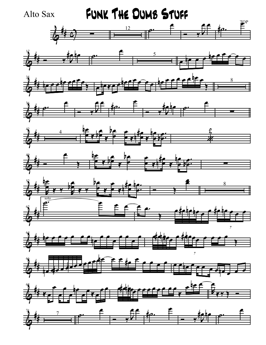 Funk The Dumb Stuff - 5 horn wRhythm — sheet music cover (first page)