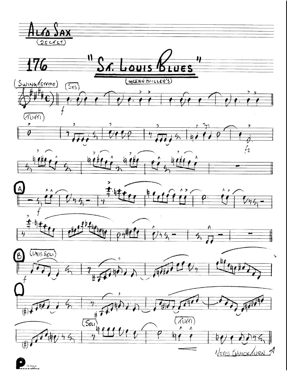 St. Louis Blues - 6 horns + Rhythm - Stan Kenton Dectet — sheet music preview