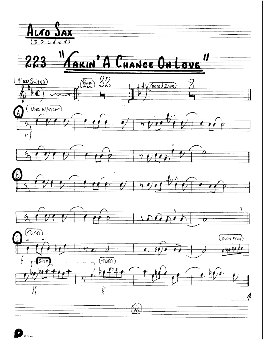 Takin' A Chance On Love (Kenton Dectet #223) 3213 — sheet music preview