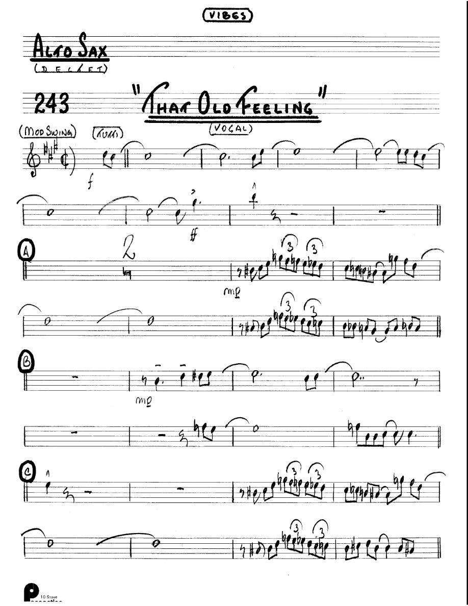 That Old Feeling (Kenton Dectet #243) 3214 Vibes — sheet music preview