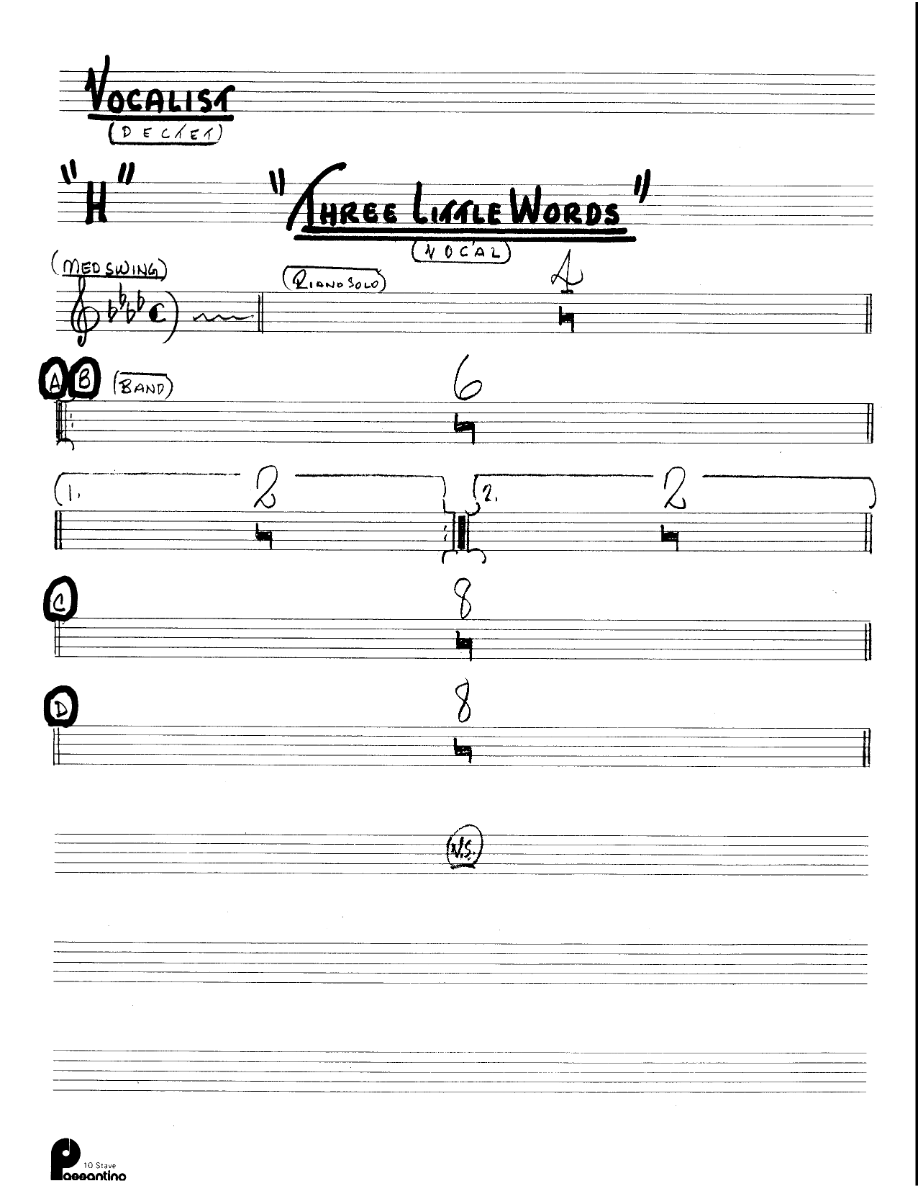 Three Little Words (Kenton Dectet #H) 3213 — sheet music cover (first page)