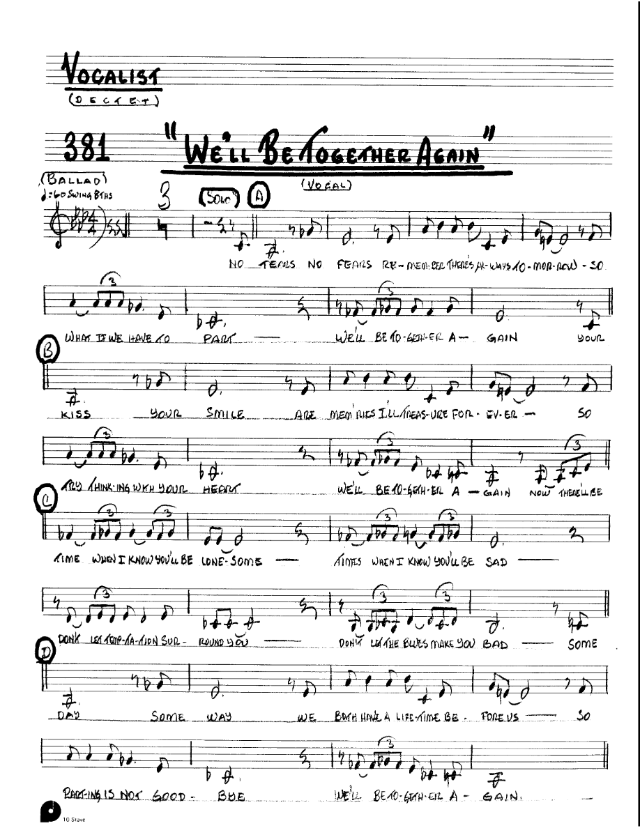 We'll Be Together Again (Kenton Dectet #381) 3213 — sheet music preview