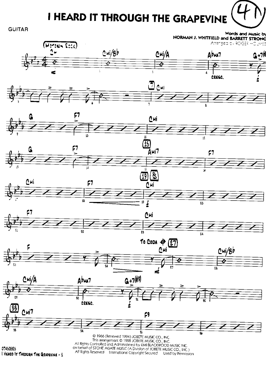 I Heard It Through The Grape Vine — Small Ensemble sheet music by ROGER HOLMES | Soul