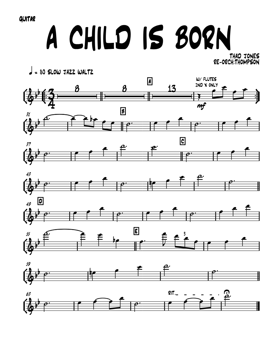 a child is born 01 GUITAR — sheet music cover (first page)