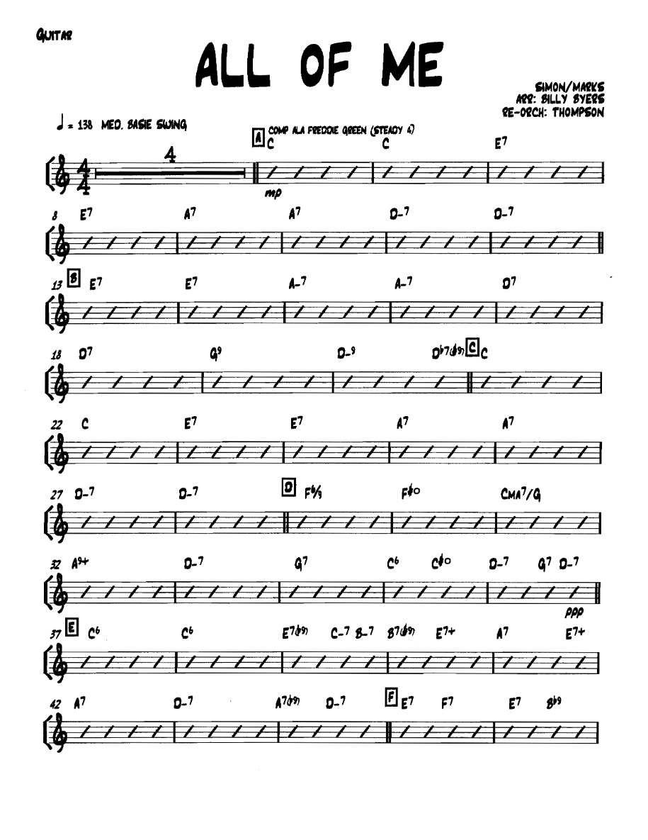 Allofme Guitar — sheet music cover (first page)