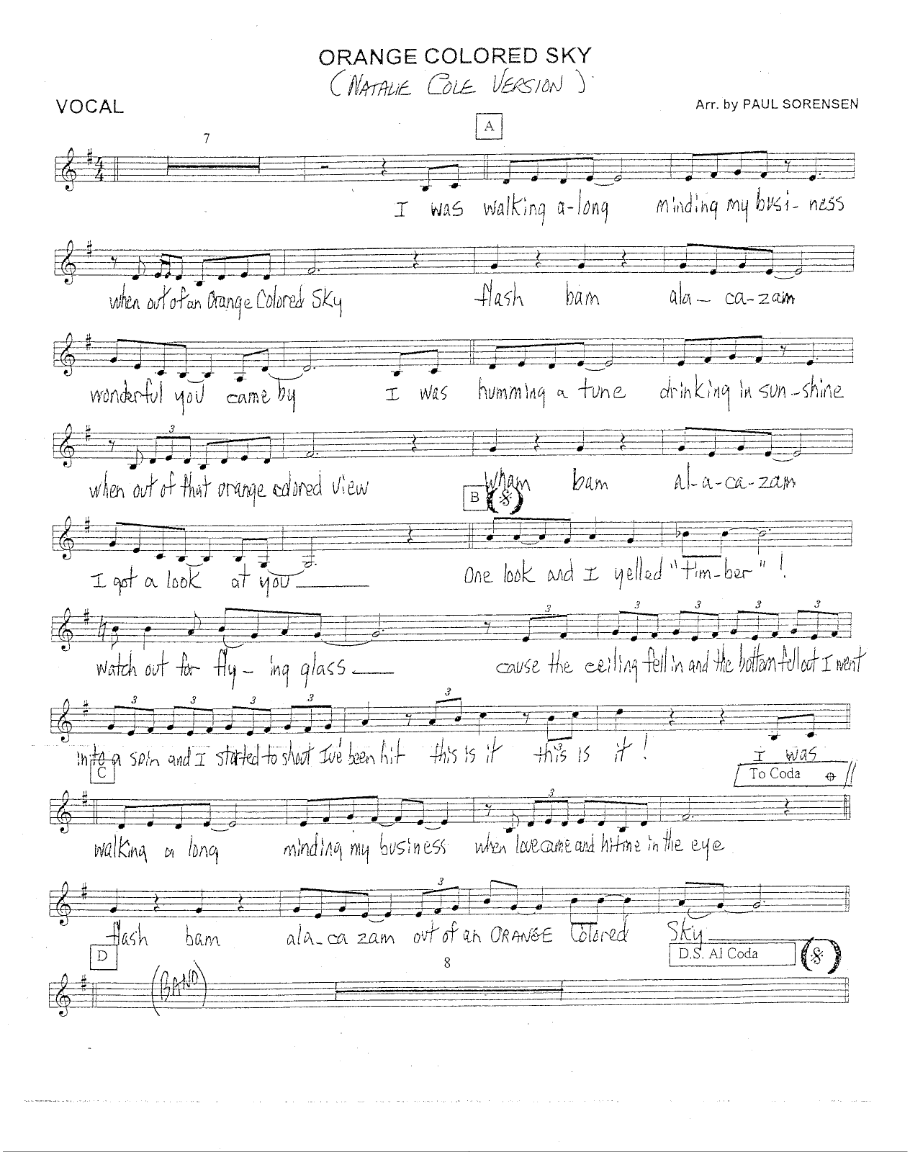 Orange Colored Sky (P.Sorensen) N.Cole — sheet music preview