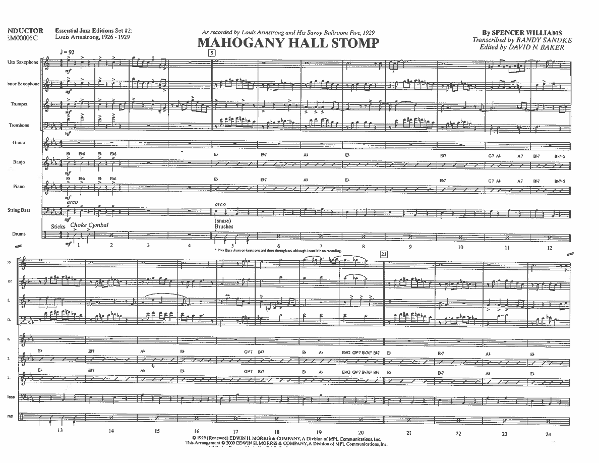 Mahogany Hall Stomp — sheet music cover (first page)