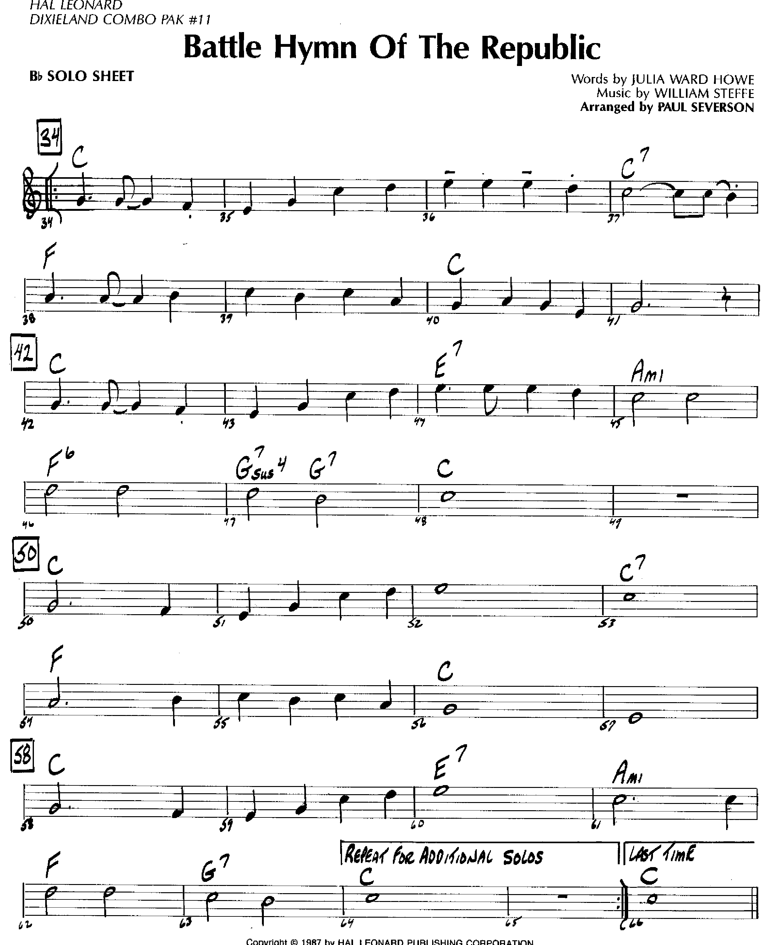 Battle Hymn Of The Republic — Petit Ensemble sheet music by Severson | Traditional