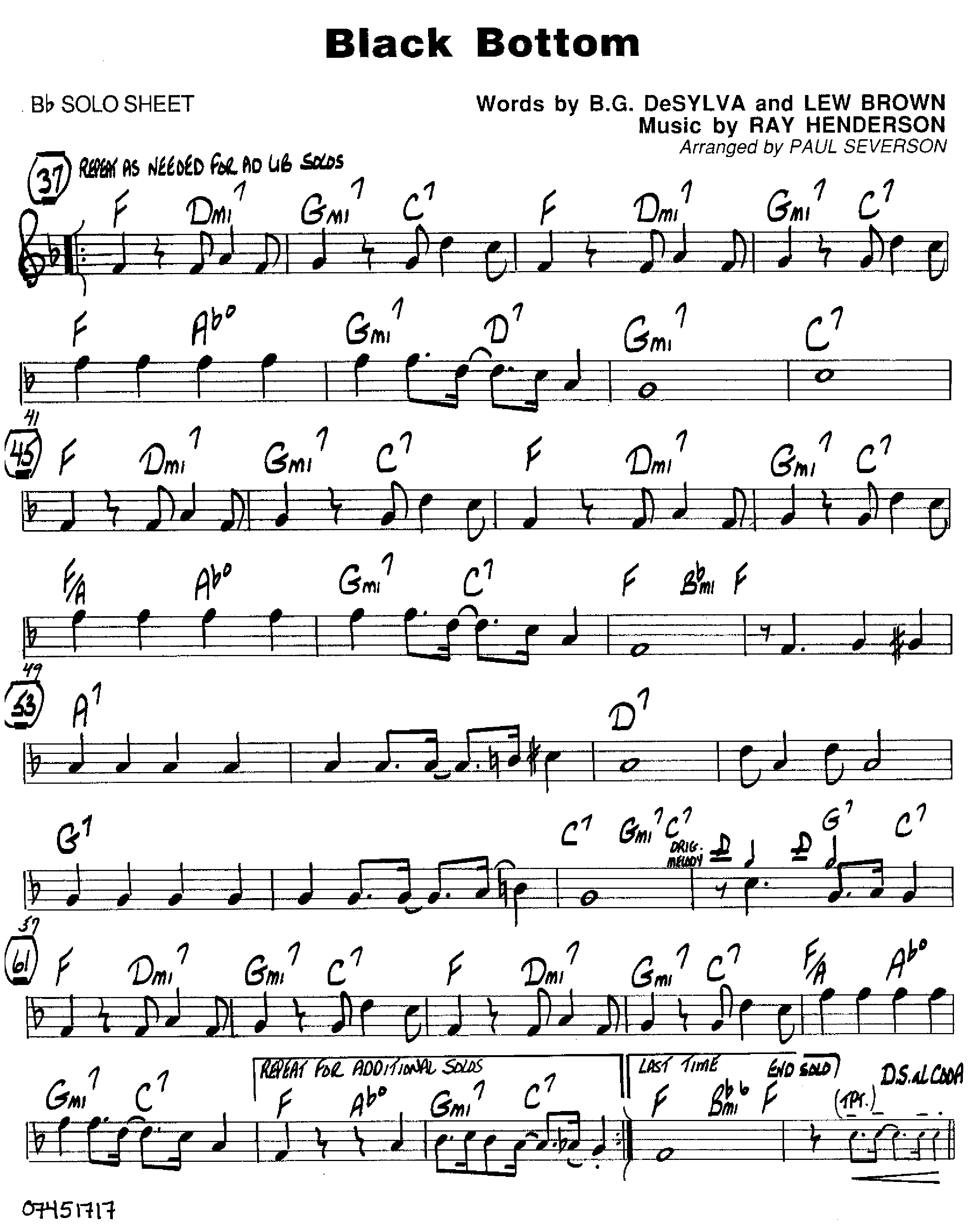 Black Bottom — sheet music cover (first page)