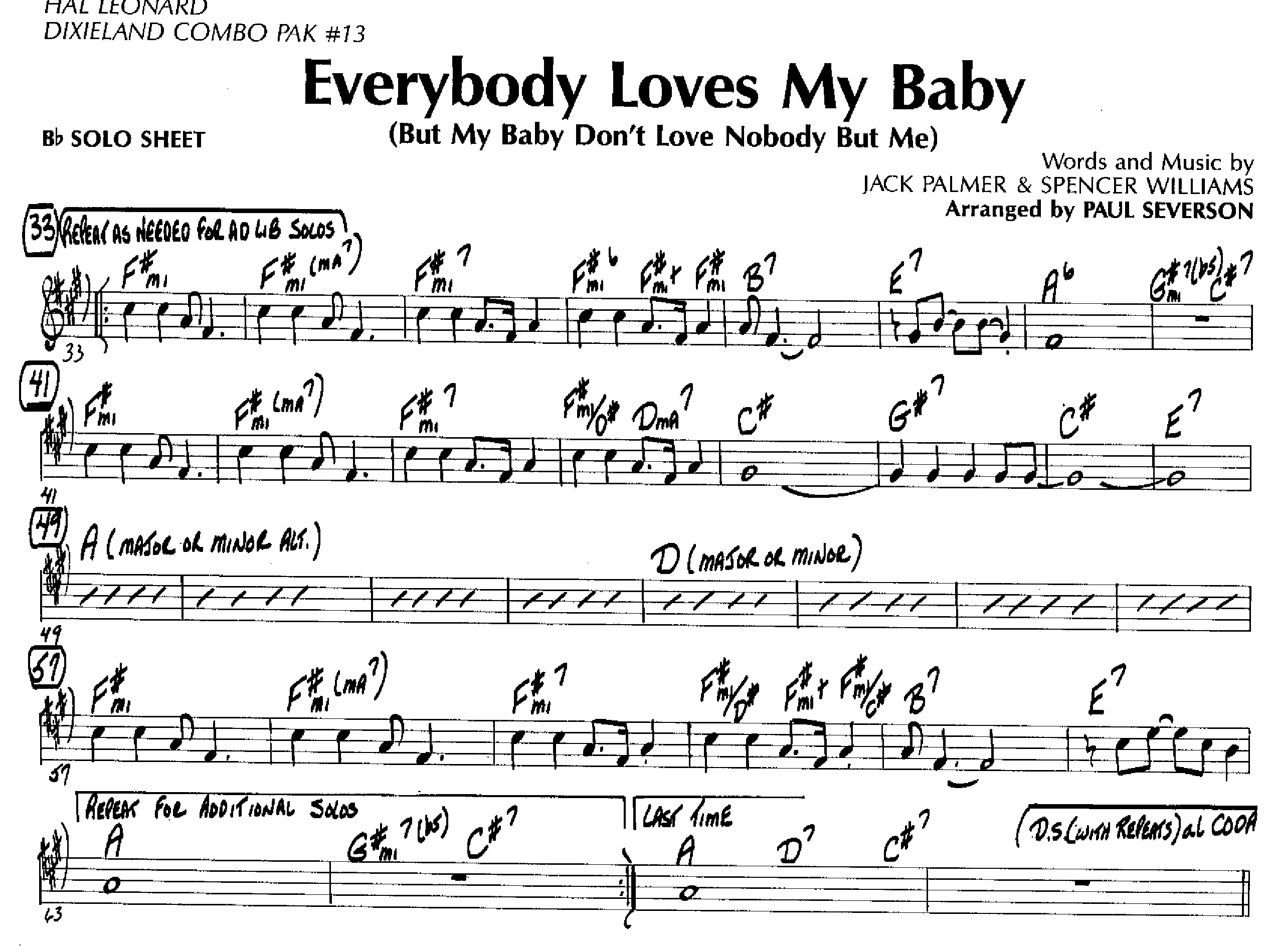 Everybody Loves My Baby — sheet music cover (first page)