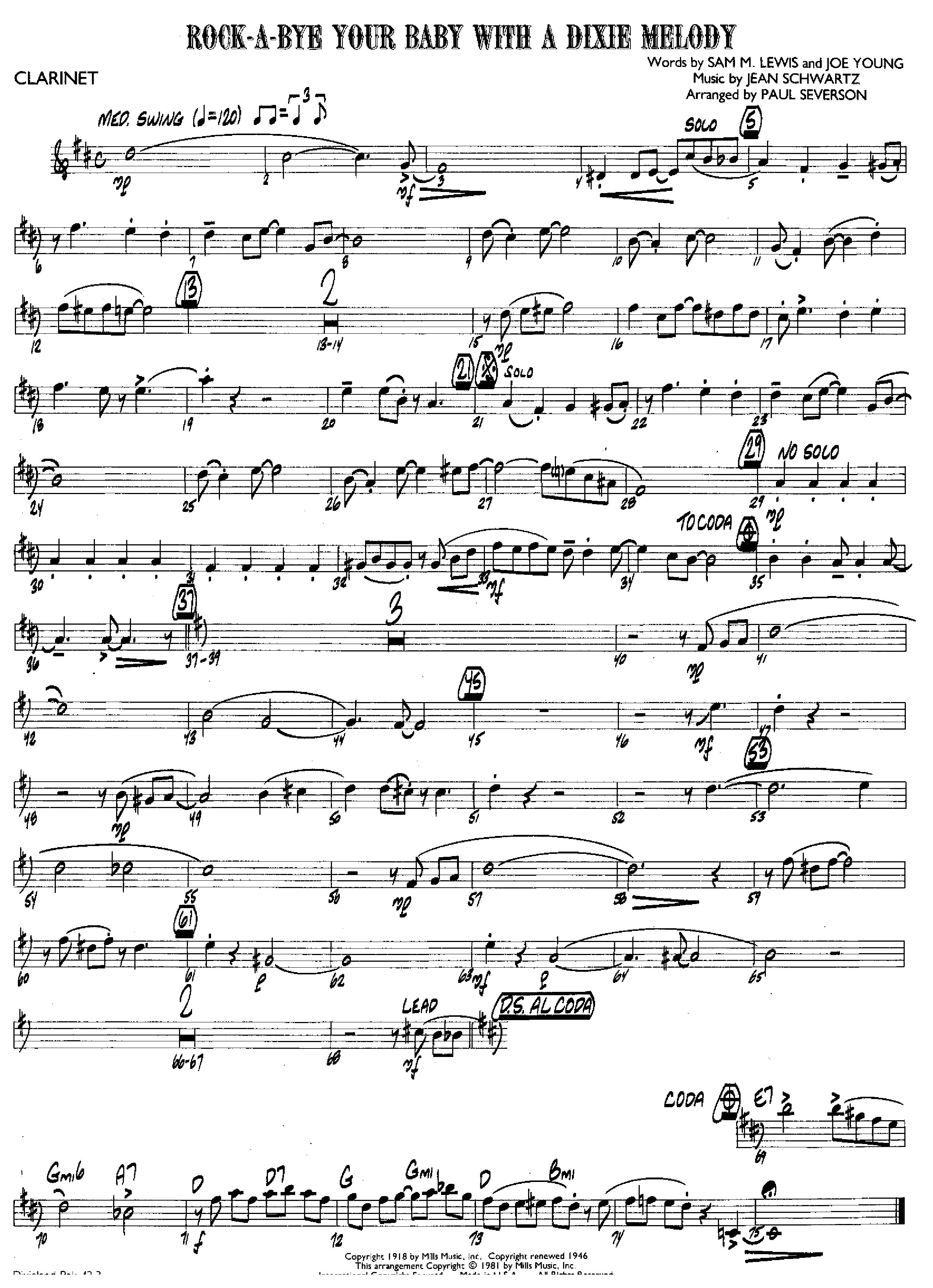 Rockabye Your Baby With A Dixie Melody — sheet music preview