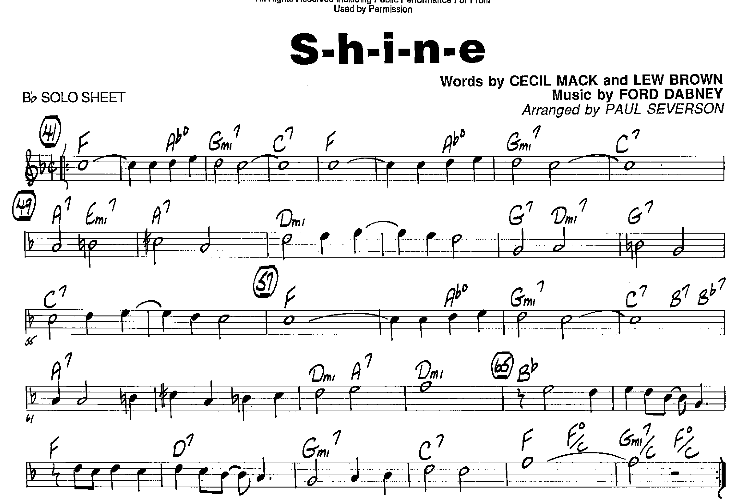 S-H-I-N-E — sheet music cover (first page)