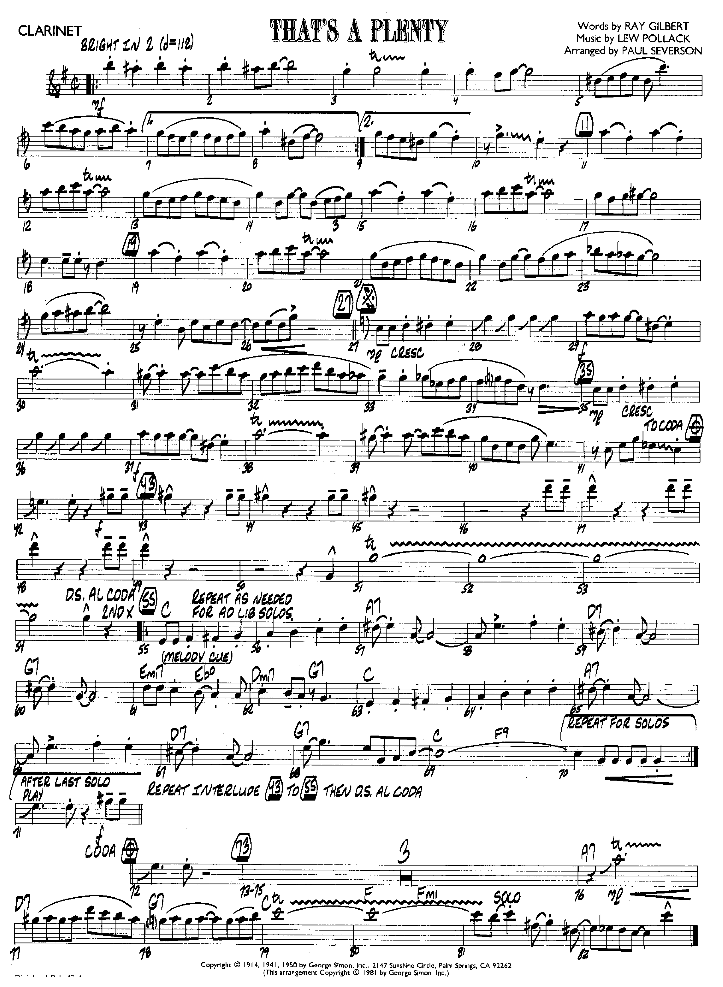 Thats A-Plenty — sheet music cover (first page)