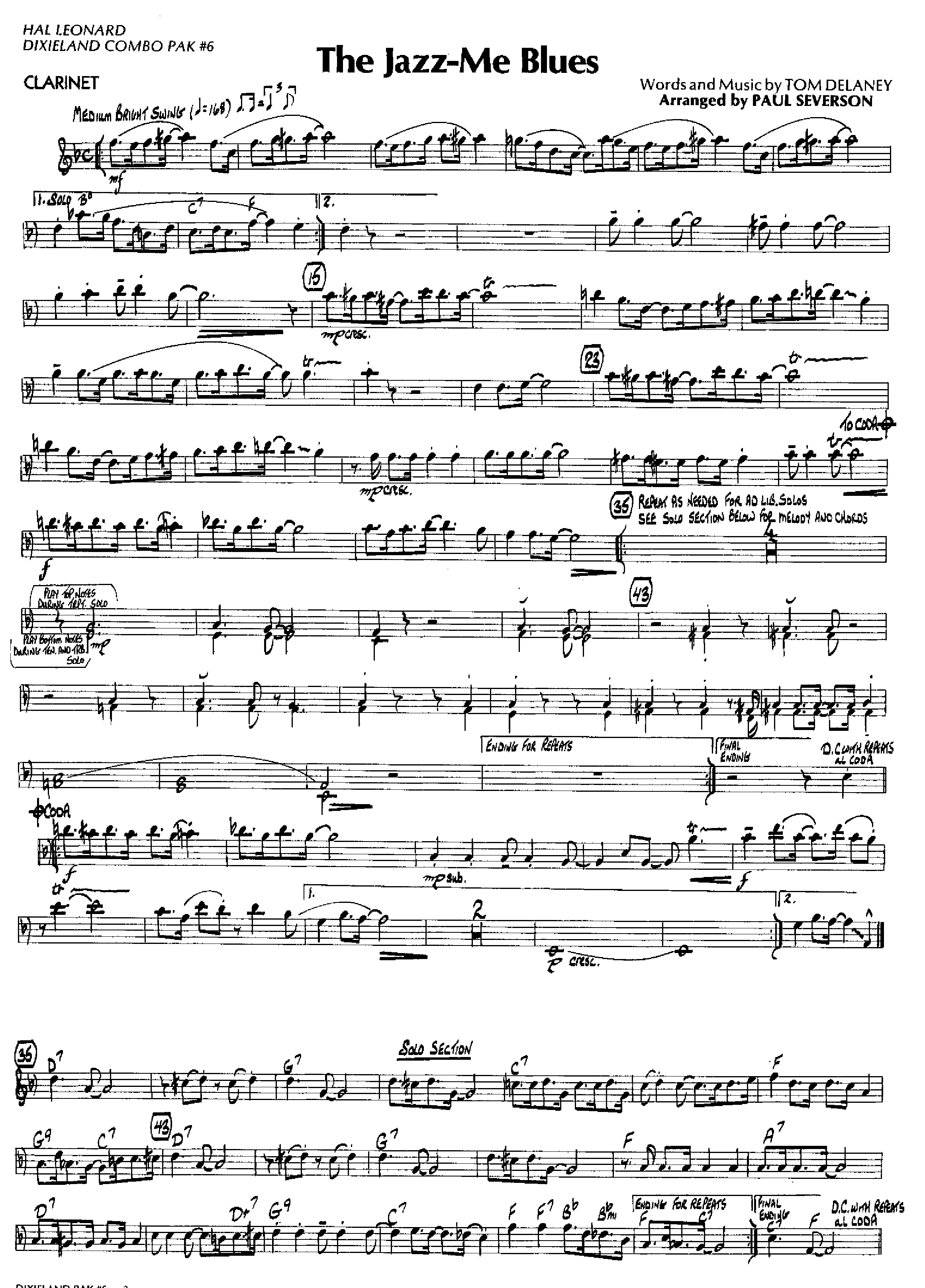 The Jazz-Me Blues — sheet music cover (first page)