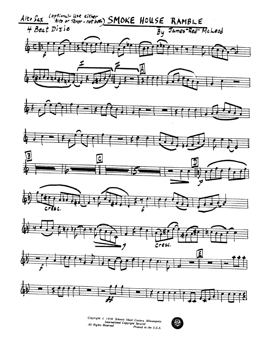 Smoke House Ramble — sheet music cover (first page)