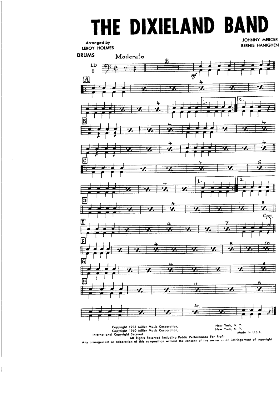 The Dixieland Band — Small Ensemble sheet music arranged by L.Holmes | Dixieland
